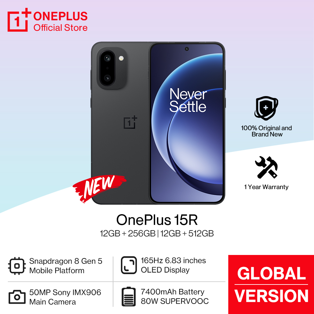 すべての新しい OnePlus 15R グローバル バージョン スマートフォン Snapdragon 8 Gen 5 7400mAh バッテリー 80W SUPERVOOC 165Hz ディスプレイ Bluetooth 6.0