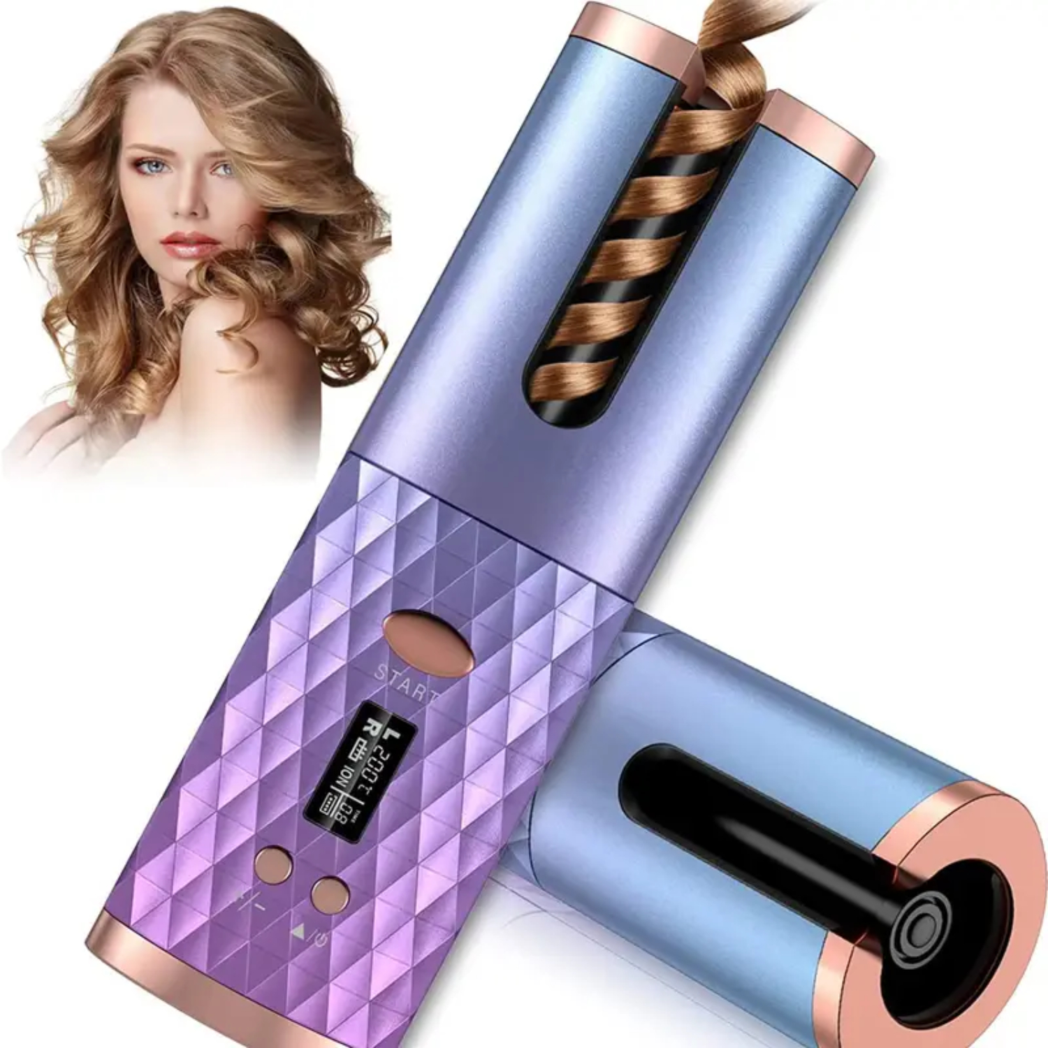 セラミックコードレス自動ヘアアイロン、6つの温度とタイマー設定があり、高速でポータブルな充電式自動カールが可能