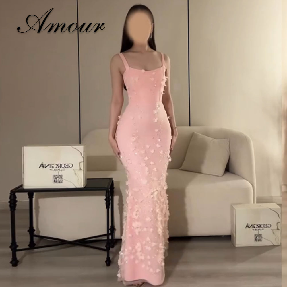 Amour カスタマイズされたサウジアラビアの高級イブニングドレスボートネックノースリーブマーメイドワイドストラップ蝶装飾フォーマルパーティードレス