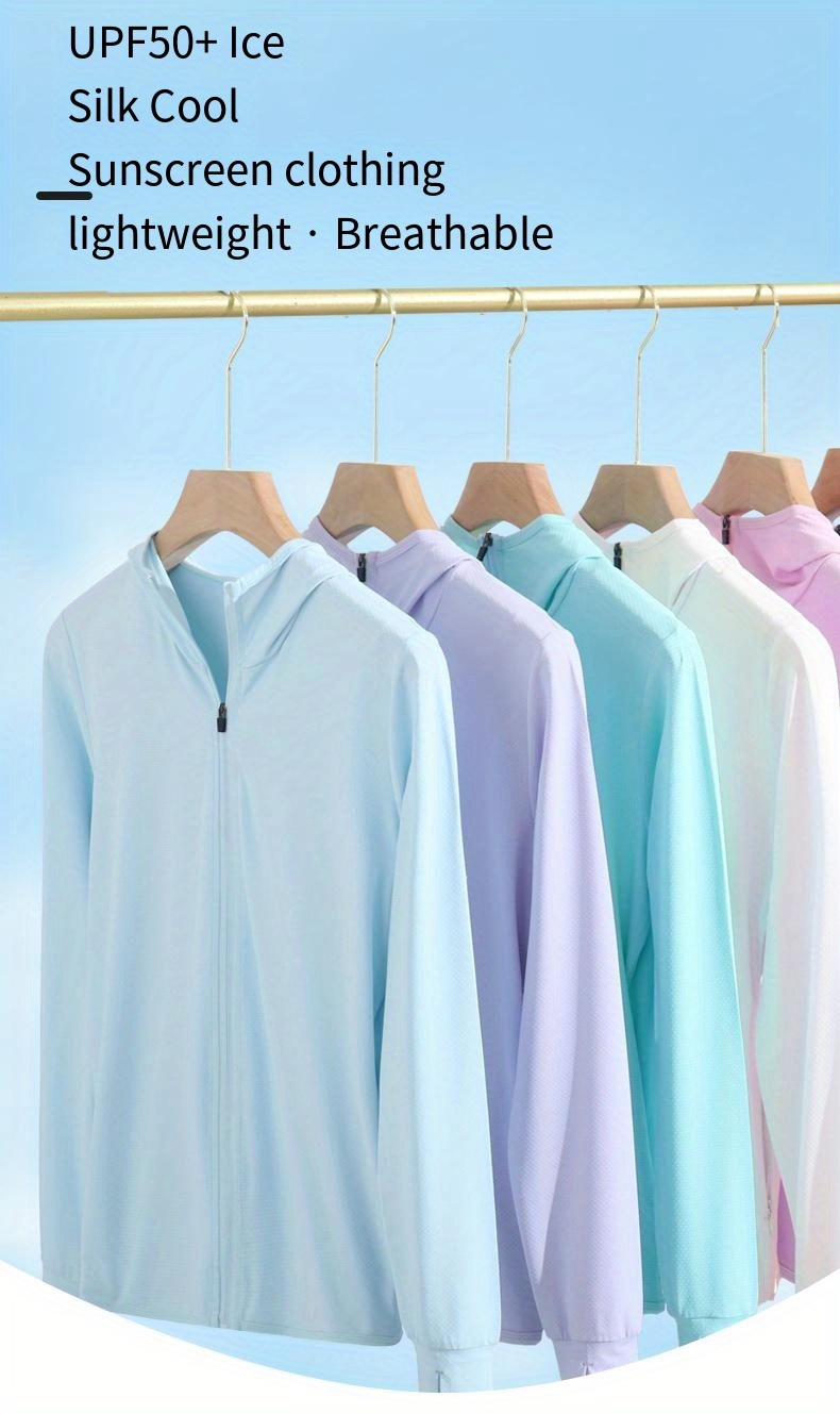 夏薄氷シルク UV 女性の日焼け止め水着ジャケットフロントジップ UPF 50 釣り服カップルサンウェア