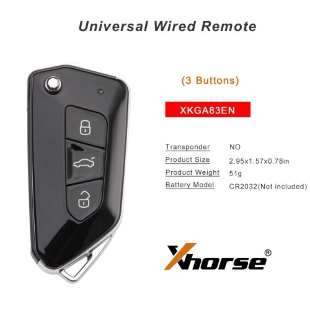 XHORSE XKGA83EN 第二世代オールブラックボタン GAO8 スタイルユニバーサル有線リモコン