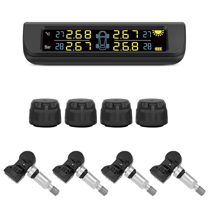 CAREUD ソーラーユニバーサルエナジー自動車タイヤ空気圧監視外部内部 4 センサー TPMS 車警報システム