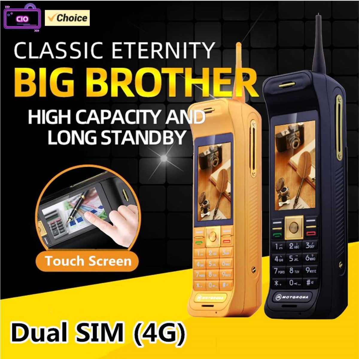 C10 ビッグブラザー LTE 4 グラムタッチスクリーン携帯電話超ロングスタンバイ 2.6 インチデュアル SIM カード大声ロック解除携帯電話