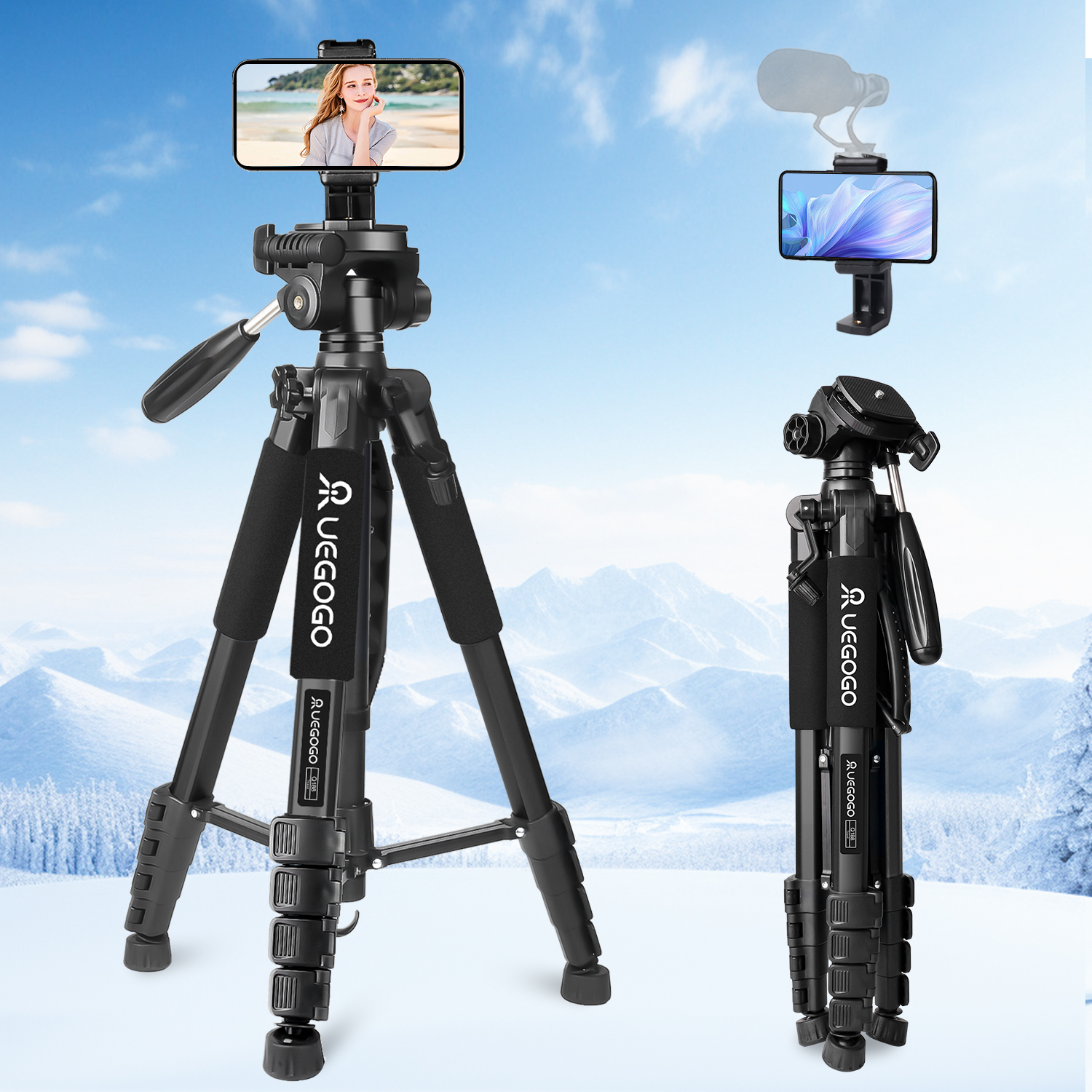 74 インチ プロフェッショナル カメラ三脚 – DSLR、モバイルを強力にサポート