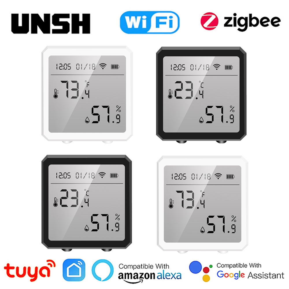Tuya スマート WiFi/Zigbee 温度と湿度センサー室内湿度計温度計 LCD ディスプレイ付き温度計 Alexa Google Home をサポート