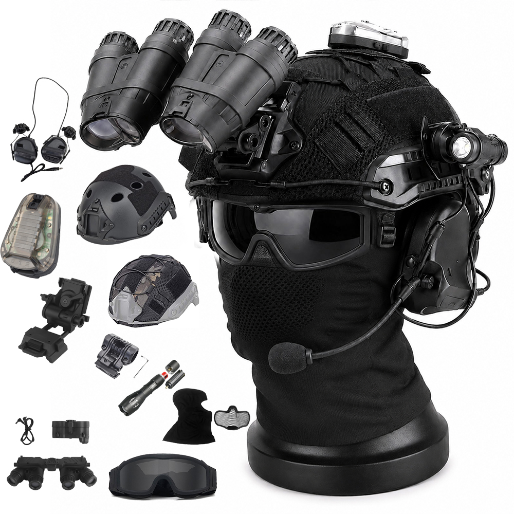 戦術ヘルメットセットエアガンヘルメットキット NVG ダミーモデル L4G24 マウントヘッドセット懐中電灯シグナルライト CS ペイントボールコスプレ用