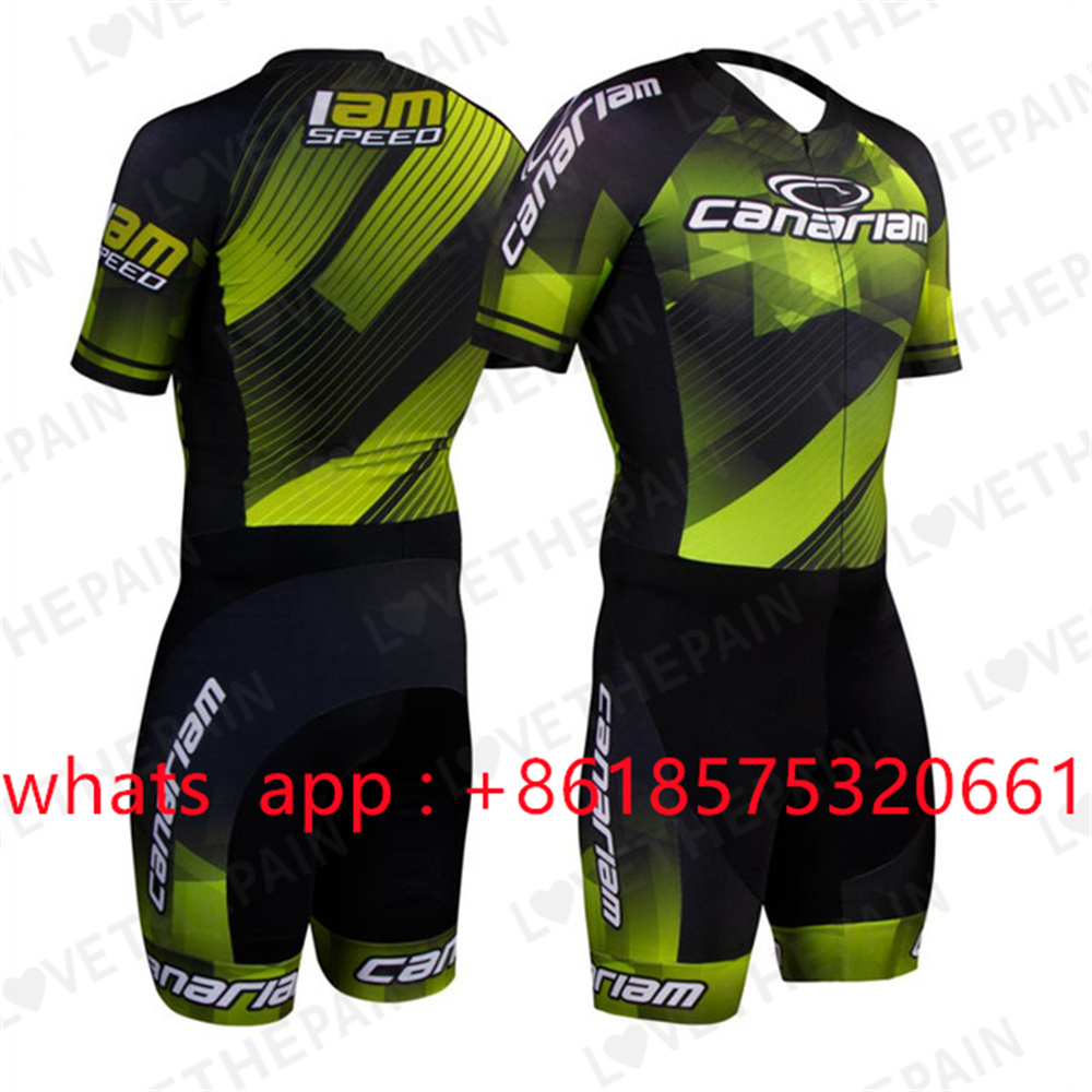 カナリアムスピードスケートエアロレーシングインラインスケートローラースキンスーツファストスケートサイクリングトライアスロン服 Ropa Ciclismo ランニング