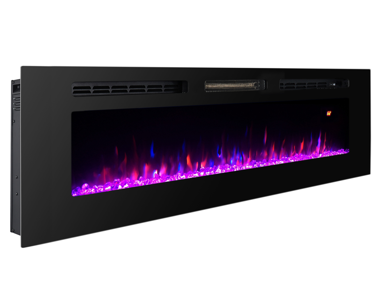 60" Master Flame Electric Fireplace Wall Mounted Glass Panel Heater
