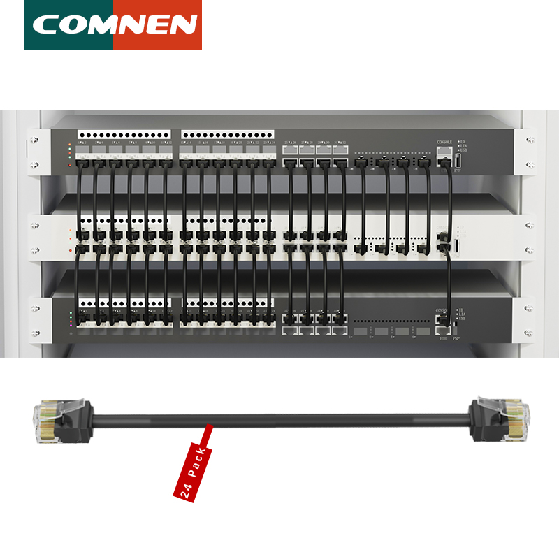 COMNEN Cat6/Cat6a 24 パック スリム Cat6a イーサネット パッチ ケーブル 10G サポート Cat 6 パッチ ケーブル、パッチパネルからスイッチに適用