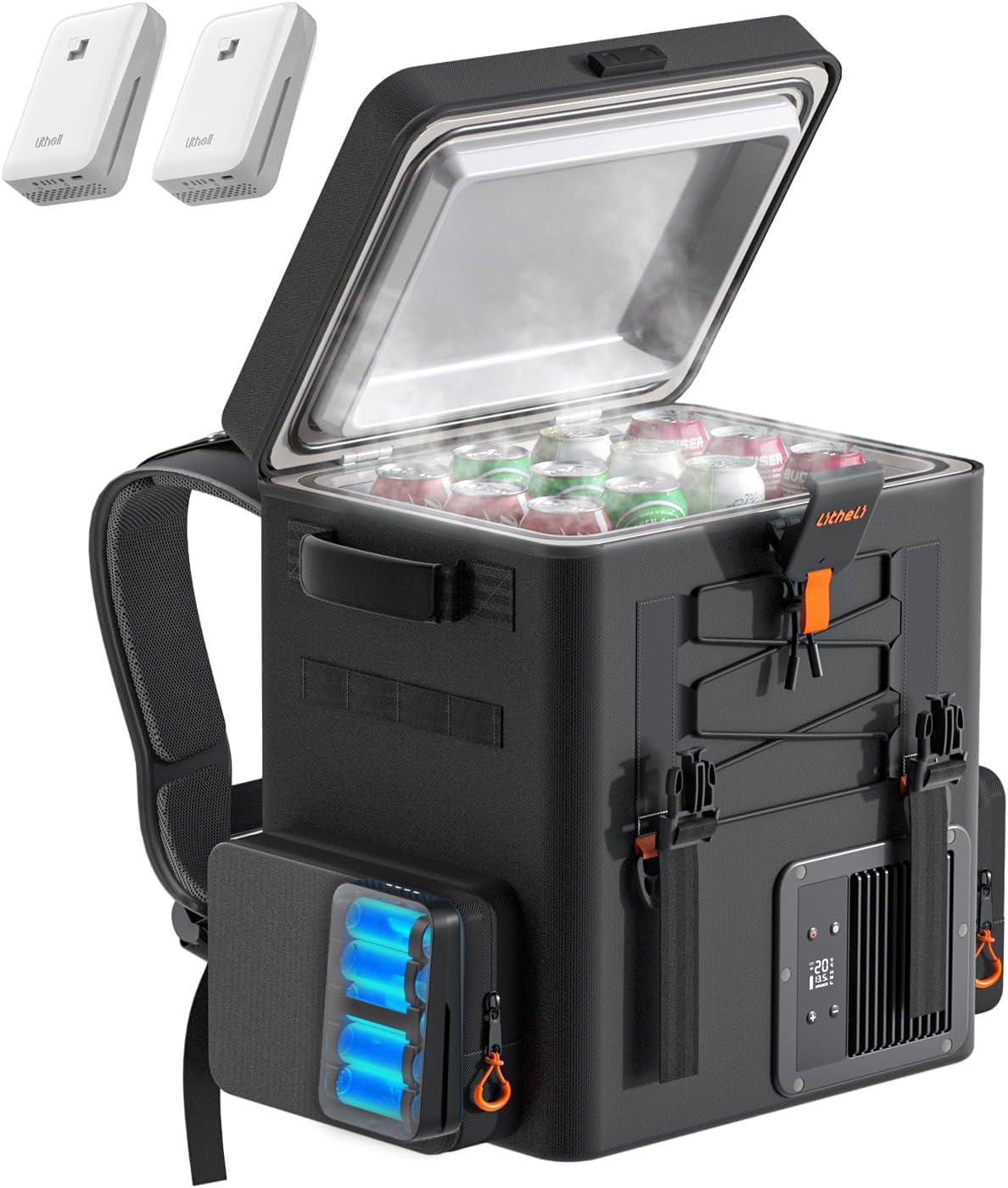 12ボルトポータブル冷蔵庫（U20バッテリー2個付き）、20L/21QT車用冷蔵庫、ポータブル冷凍庫（-4℉〜68℉）、12V/24バッテリー付きコンプレッサークーラー