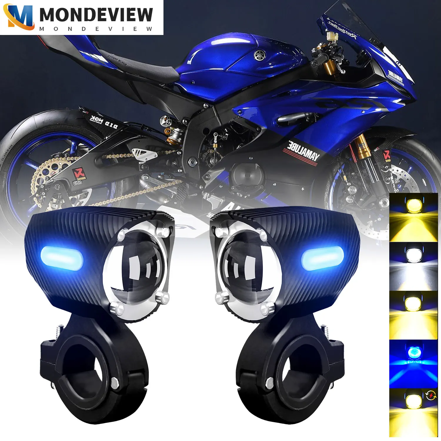 MONDEVIEW 2 個 M10 オートバイスポットライト 18000LM 高輝度 160W 高出力デュアルレンズランニングライトジープ SUV ATV に適した