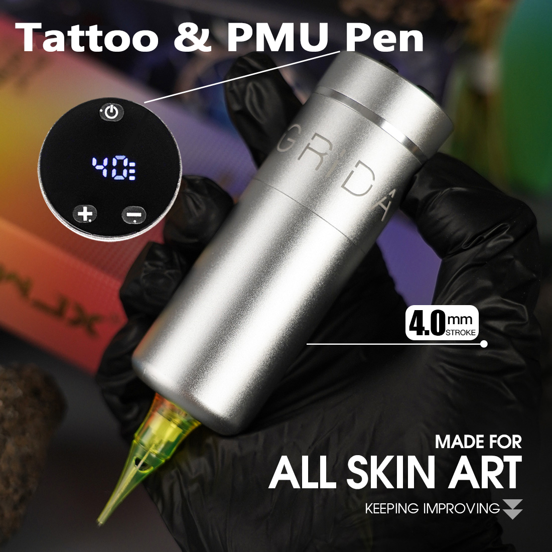 ワイヤレスロータリータトゥーマシン 4.0mm ストローク 92mm コンパクト軽量ブラシレスモーター タトゥーまたは PMU アーティスト用の耐久性