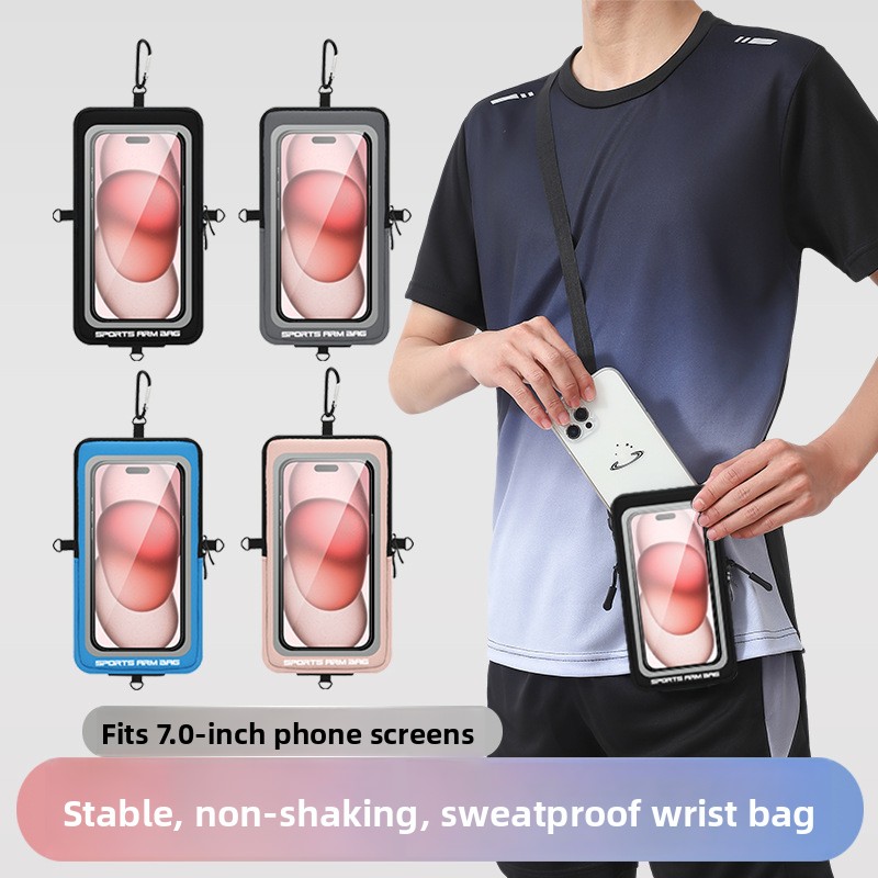 多機能アウトドアランニングタッチスクリーンリストバッグユニセックスハイキングショルダーバッグスポーツ用携帯電話収納ポーチ