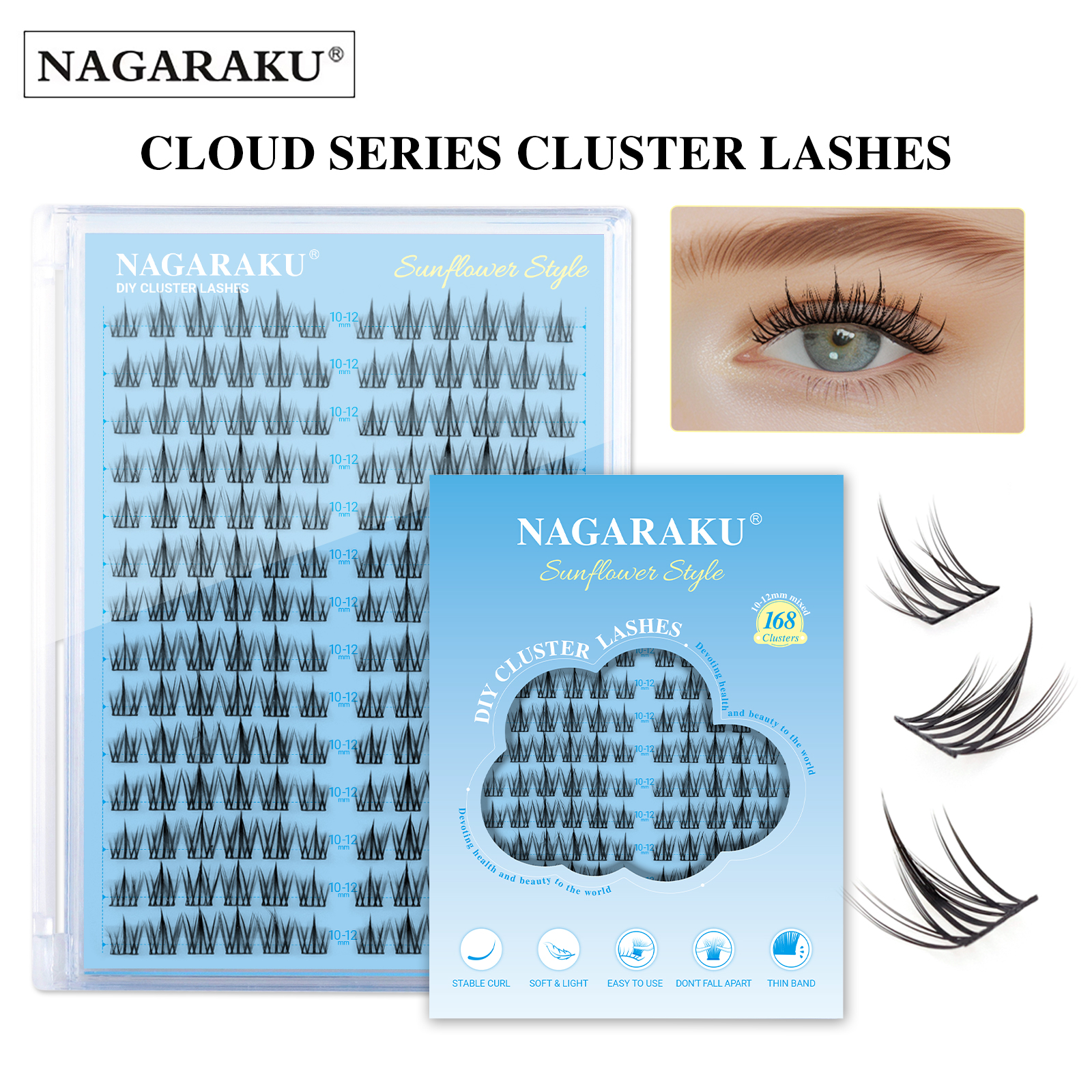NAGARAKU DIY クラスターまつげ 『クラウドシリーズ』 新トレンド形状 自宅でフルボリューム 簡単塗布 コスプレ