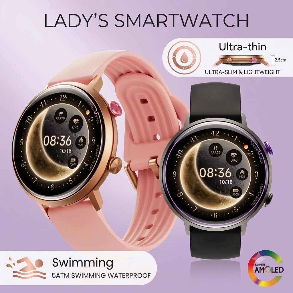 クリアランス価格！女性用スマートウォッチ超軽量ボディフィットネス追跡血圧監視5ATM防水レディース腕時計