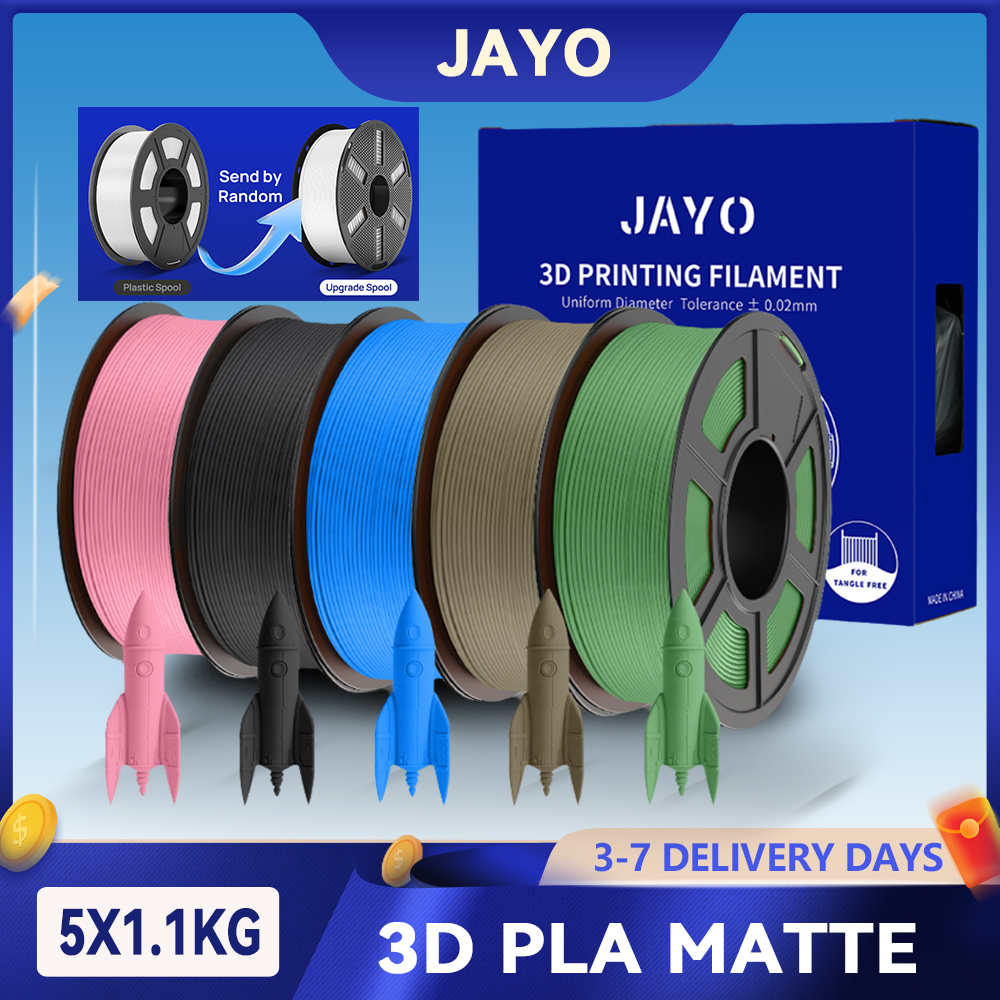 JAYO 5 ロール 3D PLA マット 3D プリンタフィラメント 1.75 ミリメートル /-0.02 ミリメートル 100% 気泡なし、非毒性 3D プリンタ用 3D 印刷材料