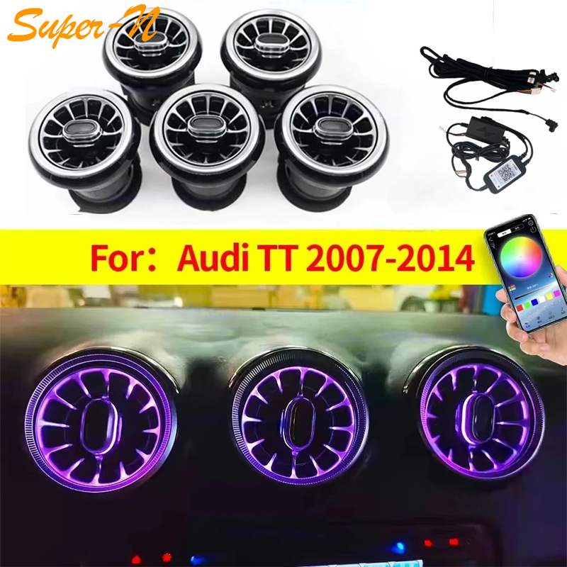 256 色 LED エアベントアウディ TT 2007-2014 アプリ制御車の AC コンディショナーターボアウトレット装飾ランプ周囲光修理された