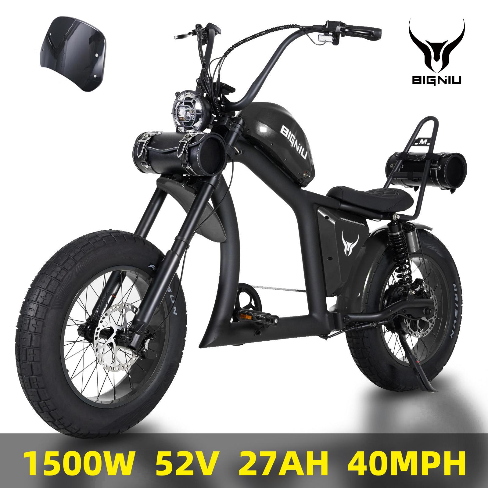 【BIGNIU BG-X PRO】最大時速40マイル | ピーク1800W | 52V 27Ah| 20 フィート オフロード タイヤ |デュアル油圧ブレーキ、大人用電動ロードバイク