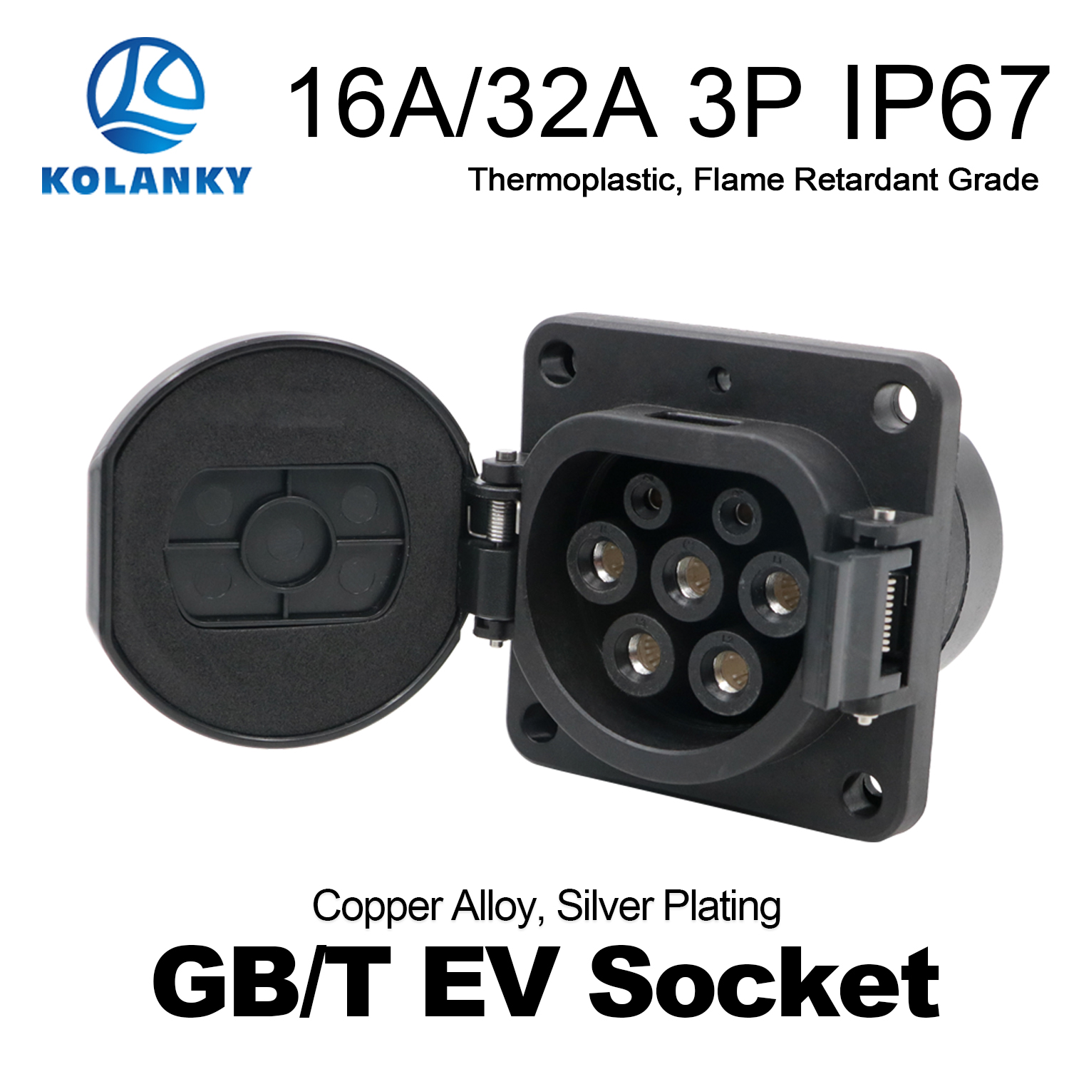 Kolanky GBT 中国 EV 車ソケット 32A 22KW EV コネクタ電気自動車充電メスソケット 380V-450V 電気自動車車