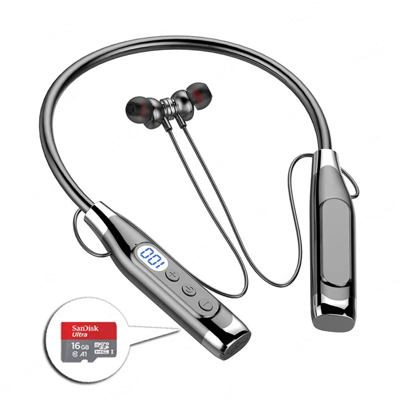 ワイヤレスヘッドフォンネックバンド Bluetooth イヤホンマイク付きロングバッテリー耳介高品質ヘッドセットスポーツ TF カード