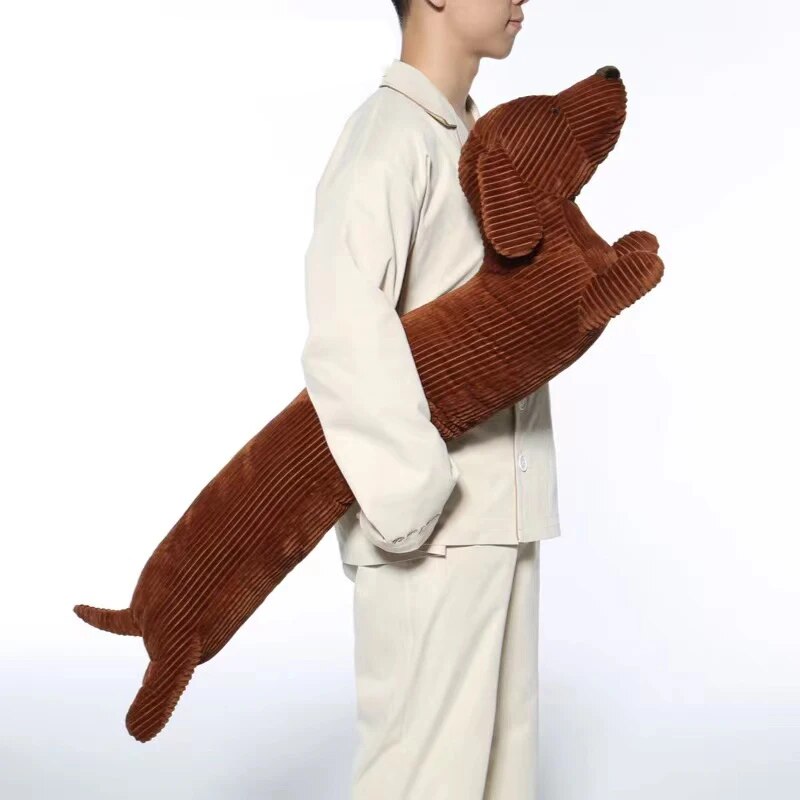 ダックスフント犬のぬいぐるみ抱き枕 ソフトで耐久性のあるぬいぐるみスロークッション 動物枕 ソファ用 ホームデコレーション 子供用ギフト (47インチ)