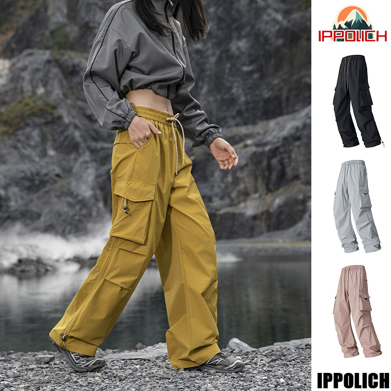 秋のハイキングパンツ弾性ウエスト屋外防水キャンプズボン女性大ポケット通気性登山カーゴパンツ