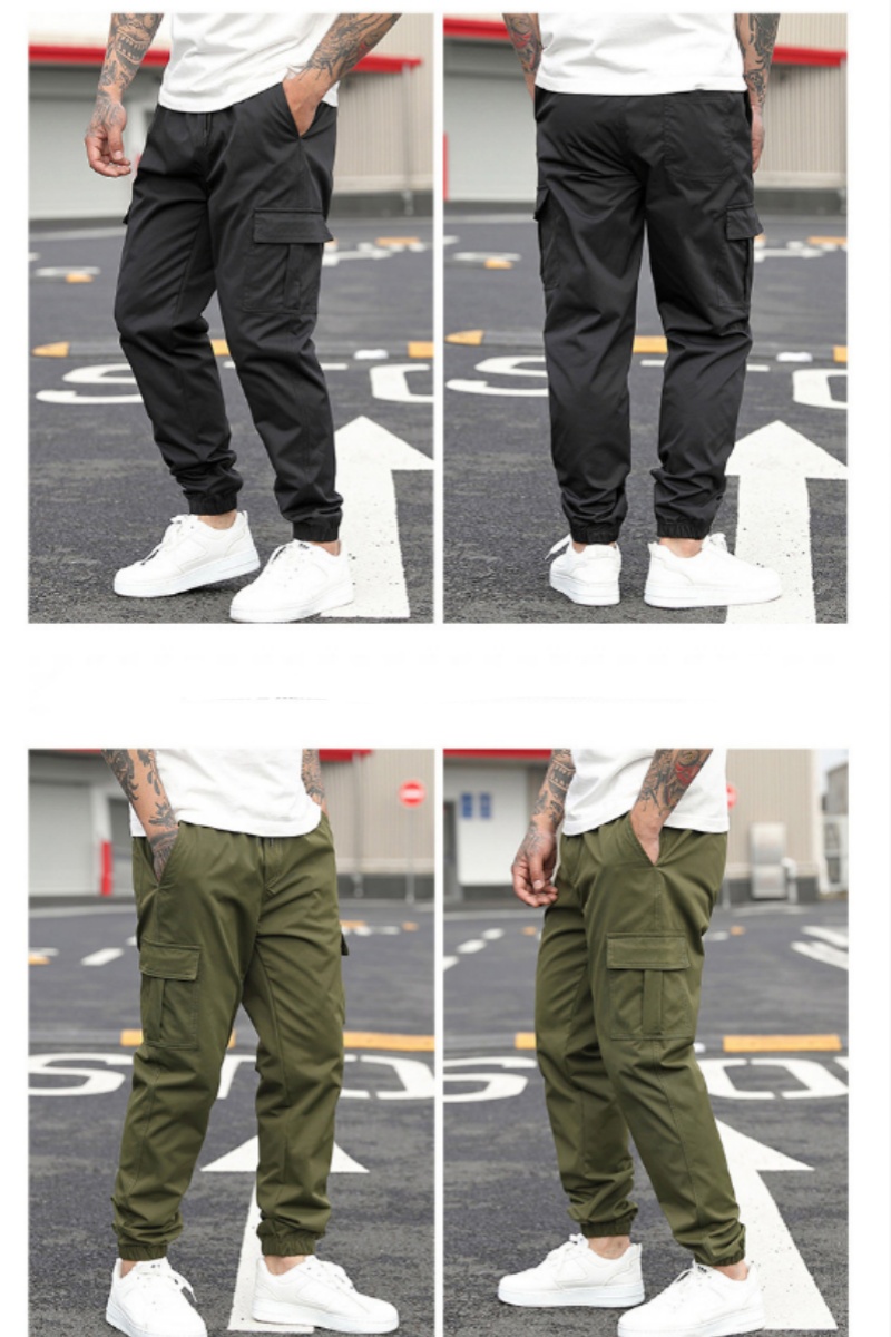 メンズ カジュアル カーゴ スウェットパンツ 春/秋 S-3XL ウエスト ドローストリング ジョガー ハイキング タクティカル パンツ メンズ ポケット付き