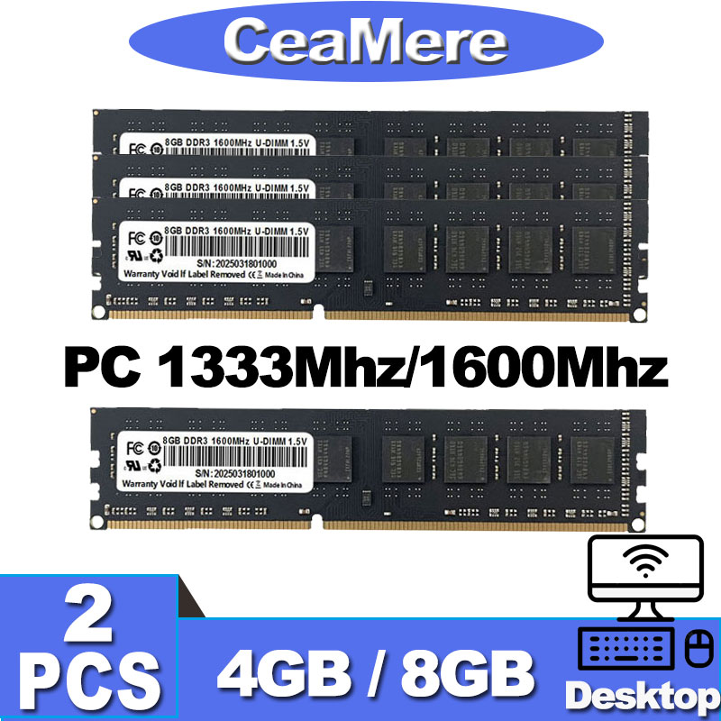 CeaMere DDR3 2個入りデスクトップ用ユニバーサルメモリ、D3 4G/8G 1333MHz/1600MHzメモリ、PC 1.35V/1.5V U-DIMN 240PINメモリカード卸売