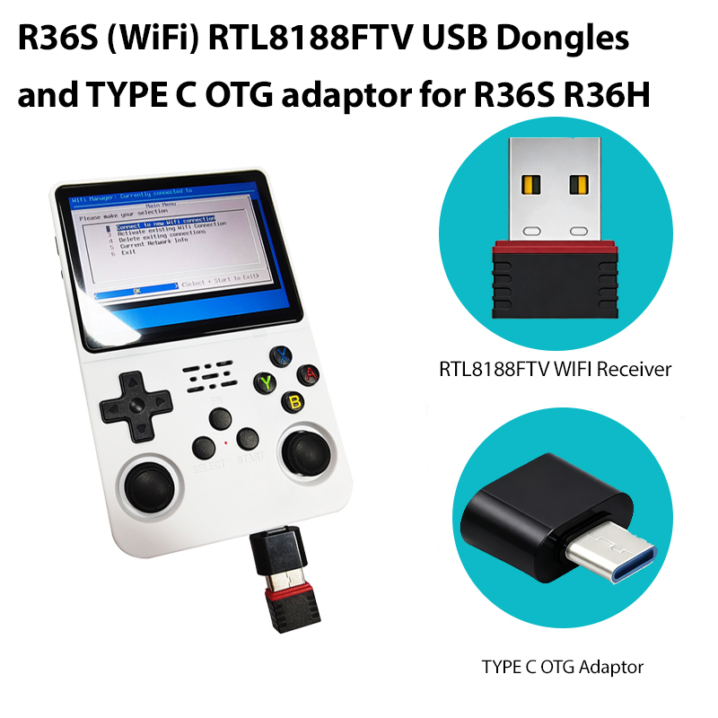 2026 R36S (WiFi) RTL8188FTV USB ドングルと R36S R36H R36PLUS 用の TYPE C OTG アダプターレトロゲームコンソールハンドヘルドアクセサリー