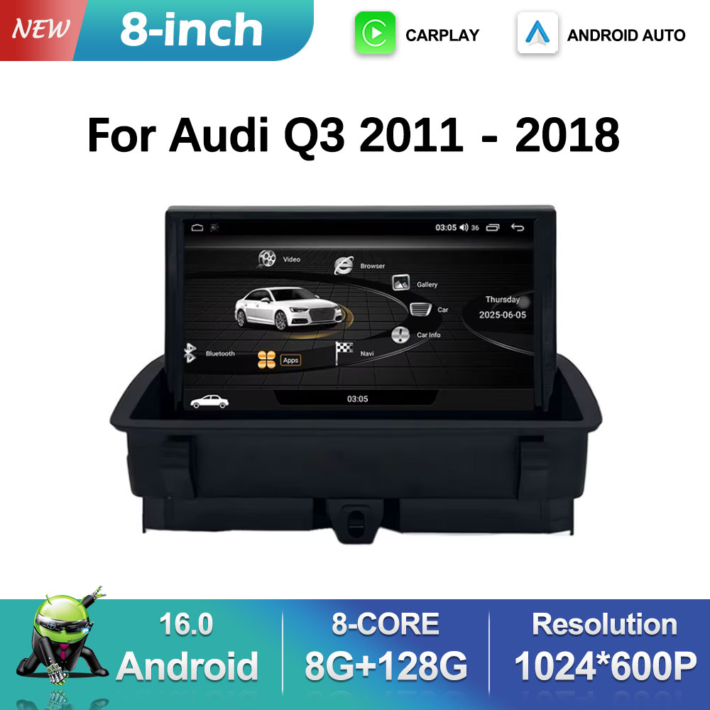 オーディオ DSP ステレオ GPS ナビ 8 インチ Android 15 システム アウディ Q3 2011 2012 - 2018 Carplay カーラジオ マルチメディア プレーヤー BT HD 画面