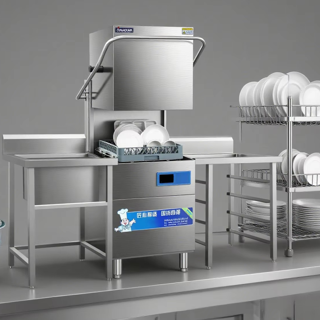 Automatic Commercial Cleaning Disinfection Dish Machine For Restaurants Door Type Dishwasher For Catering