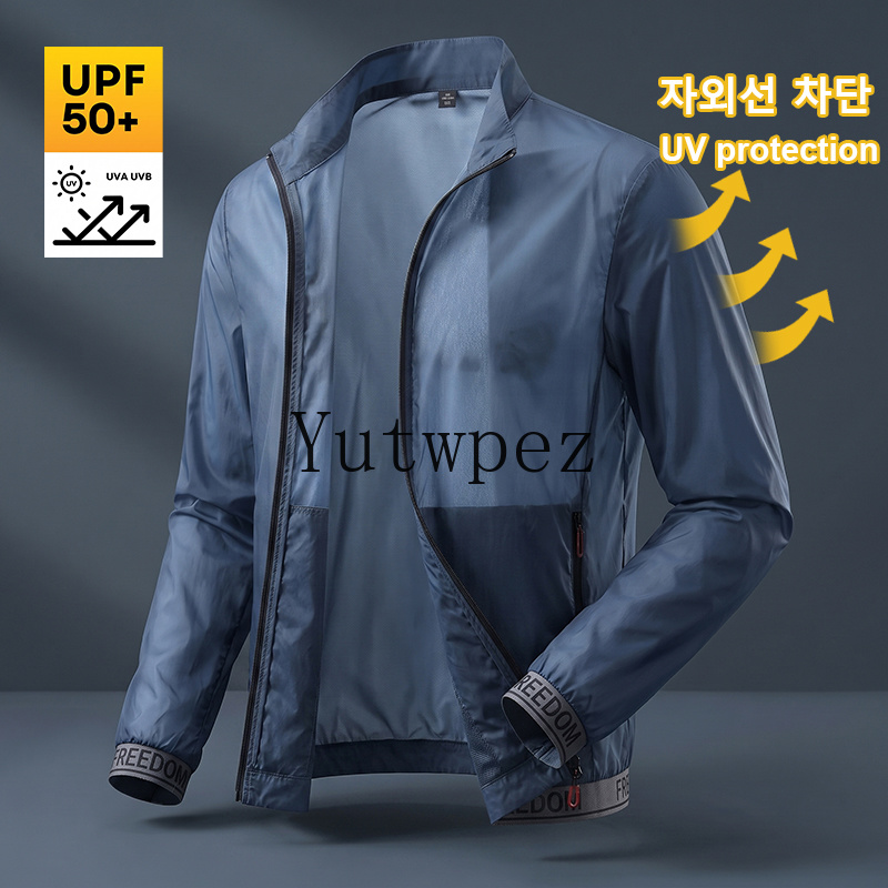 通気性抗 UV スキンコート屋外釣りウインドブレーカー UPF50 男性日焼け止めジャケットアイスシルク冷却夏軽量