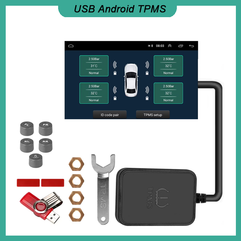 USB Android TPMS スペアタイヤ外部センサータイヤ空気圧自由にワイヤレスカーナビゲーションラジオ DVD プレーヤー検出