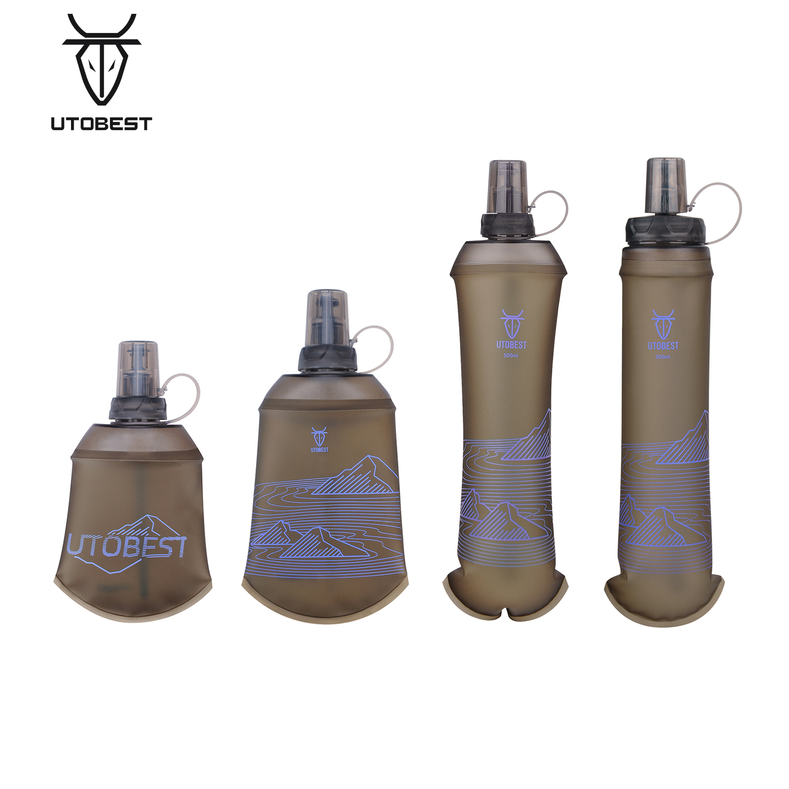 UTOBEST UTR219 150 ミリリットル/200 ミリリットル/500 ミリリットルソフトフラスコ折りたたみ TPU 水ボトルランニングケトル屋外ハイキングランニングサイクリング