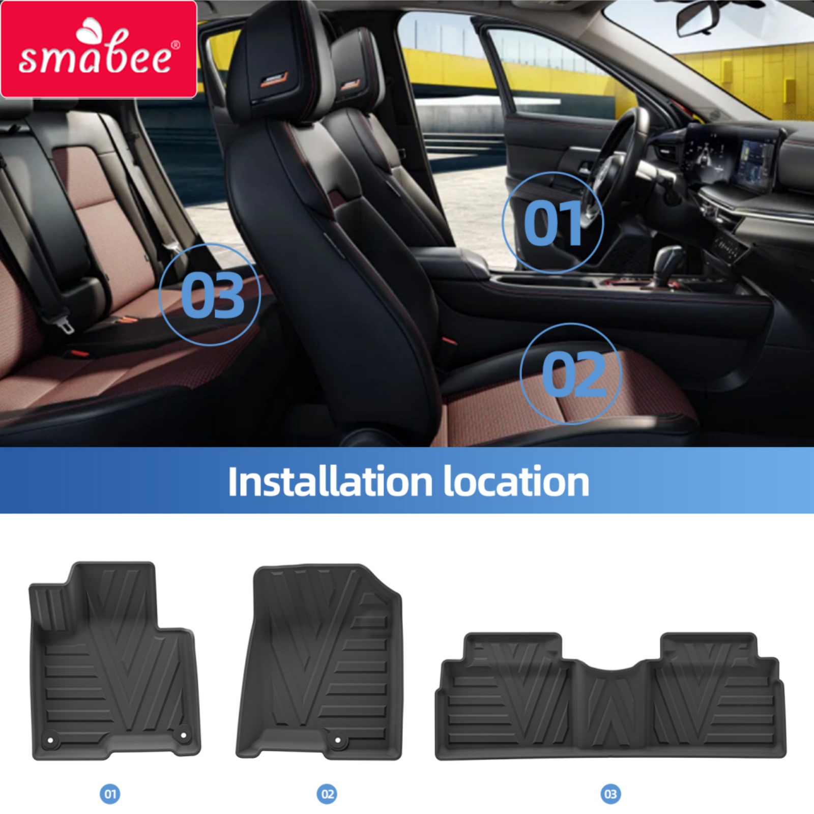 Smabee 左ドライブ起亜 Sportage NQ5 LWB ハイブリッド (PHEV) 2023-2025 車のフロアマットカーゴライナートランクパッド TPE 3D 防水ブラック