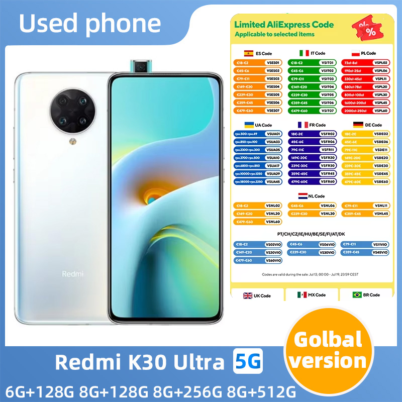 Redmi K30 Ultra 5G Android 6.67 インチ RAM 6GB ROM 128GB 64MP カメラ良好な状態の中古電話