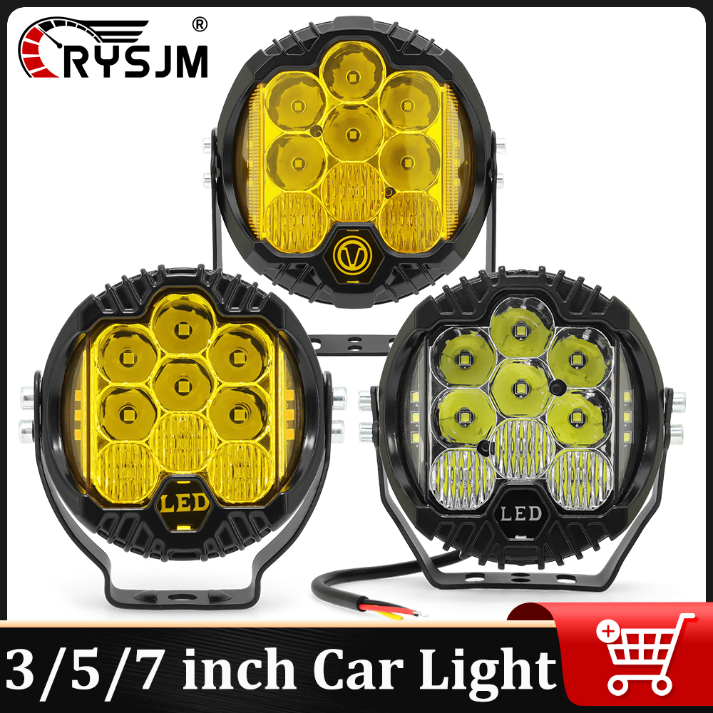 3 ''5'' 7 ''LED ヘッドライト DRL 12V24V 黄色/白 Led ジープスポットライト車のランプバストラック ATV UTV オートバイオフロード 4x4