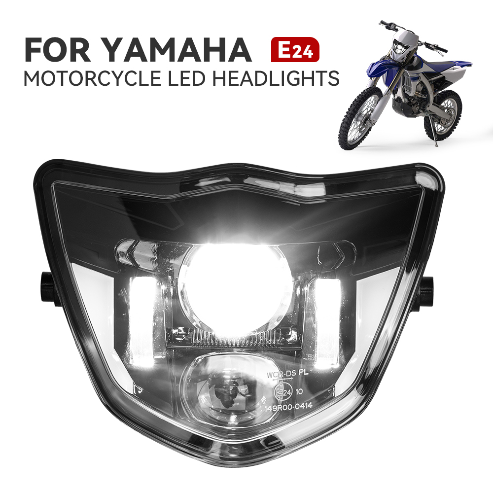 E-mark Motorcycle LED Headlight Headlamp High Low Beam DRL for Yamaha WR 250F/400F/426F/450F TTR110E XTZ 150 125 YZ 250F/X 65 85