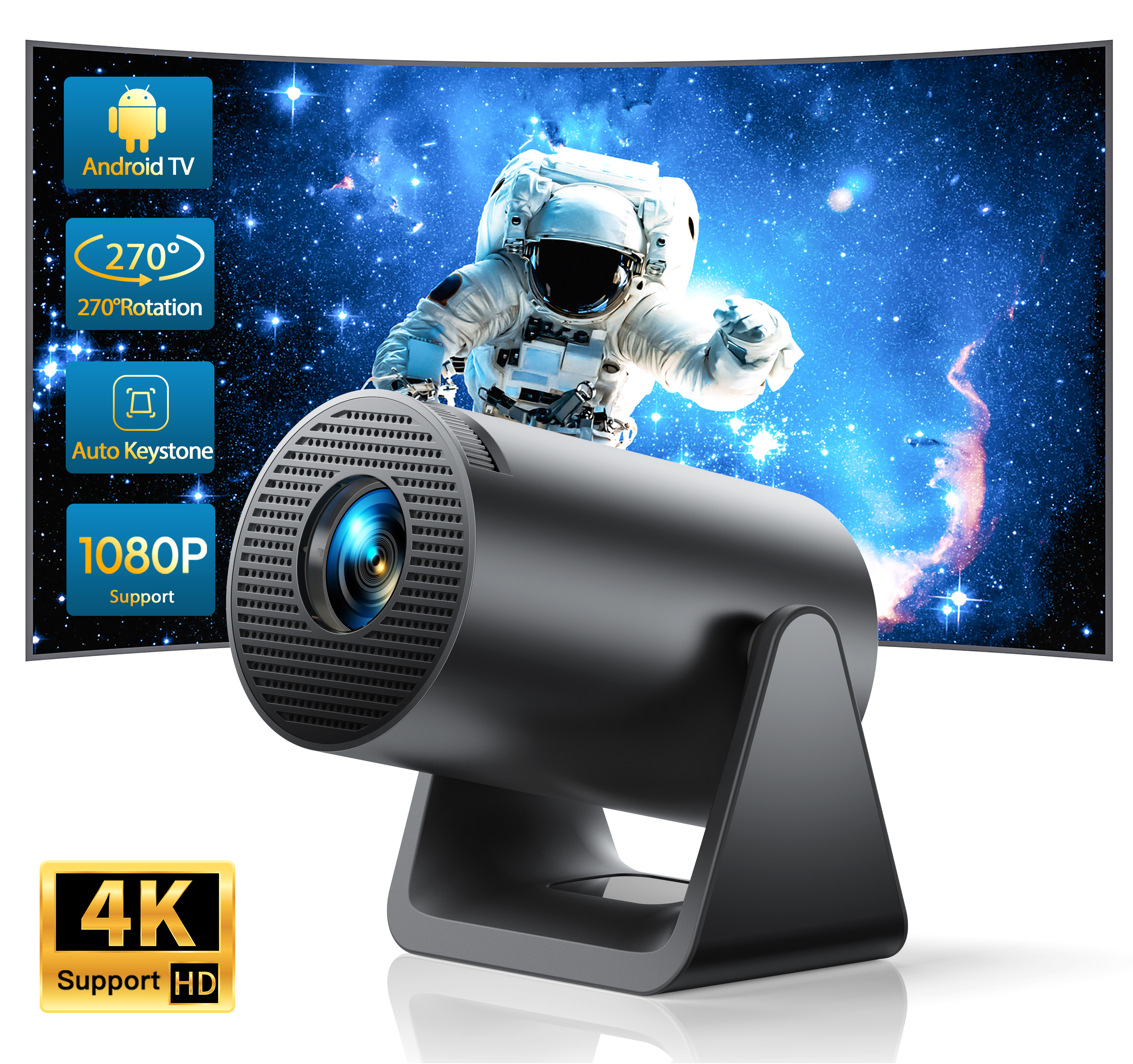 Wimius L1 ミニプロジェクター 1080P サポート 300 ANSI アンドロイド 11 Wifi Bluetooth プロジェクター自動台形ホームプロジェクターポータブル