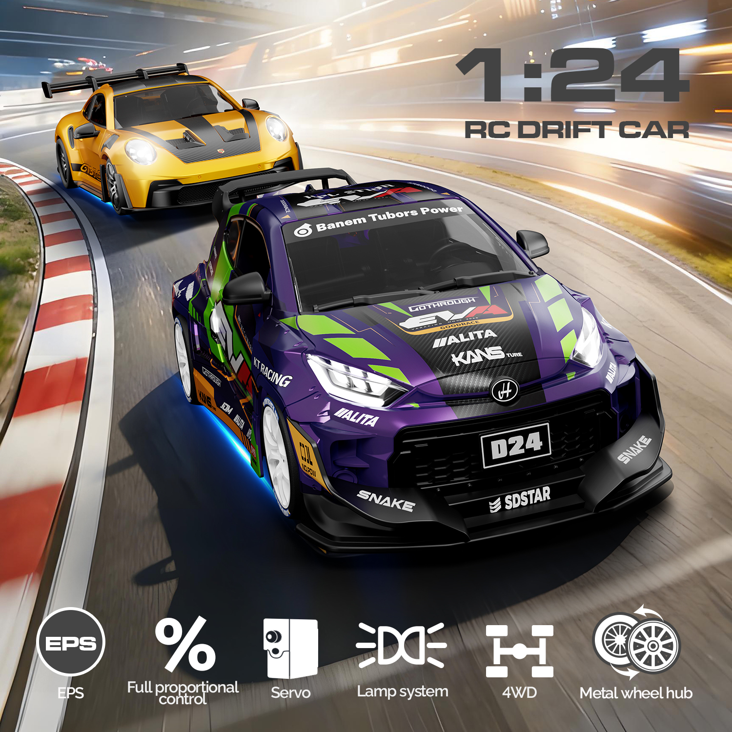 1:24 スケール 4WD RC リモートコントロールレーシングカー 2.4 グラムドリフト Led ライト高速スポーツ車両ジャイロスコープ付き子供用大人のおもちゃ