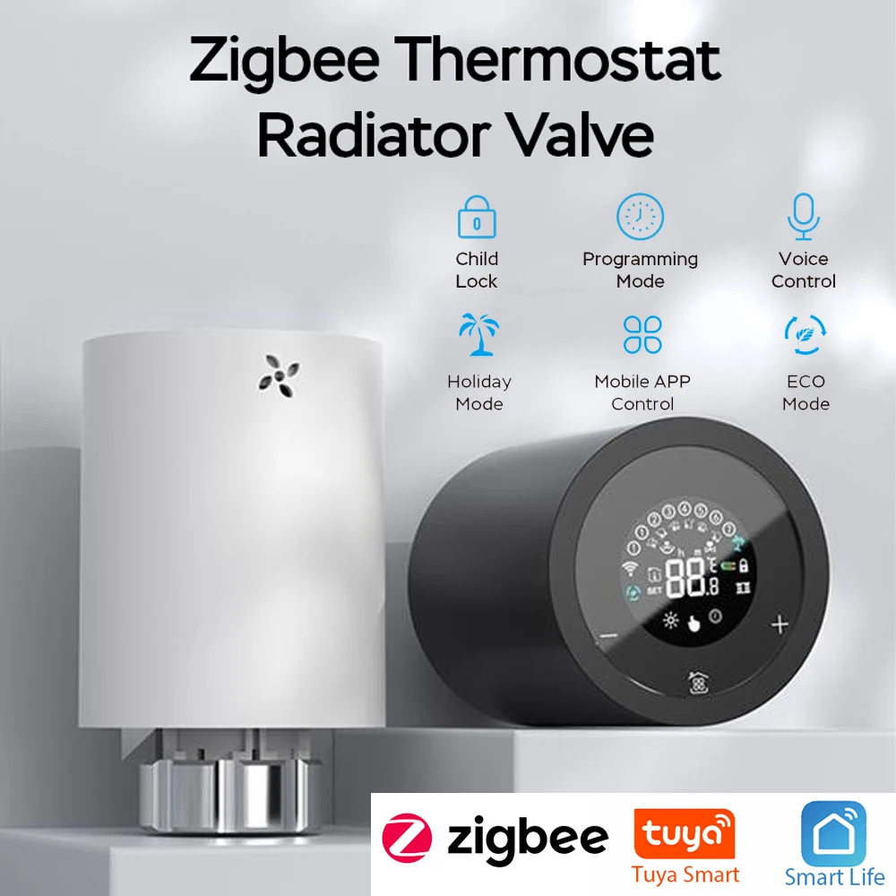 Tuya Smart ZigBee ラジエーター アクチュエーター TRV プログラマブル サーモスタット ラジエーター バルブ アプリ リモート温度コントローラー サポート Alexa
