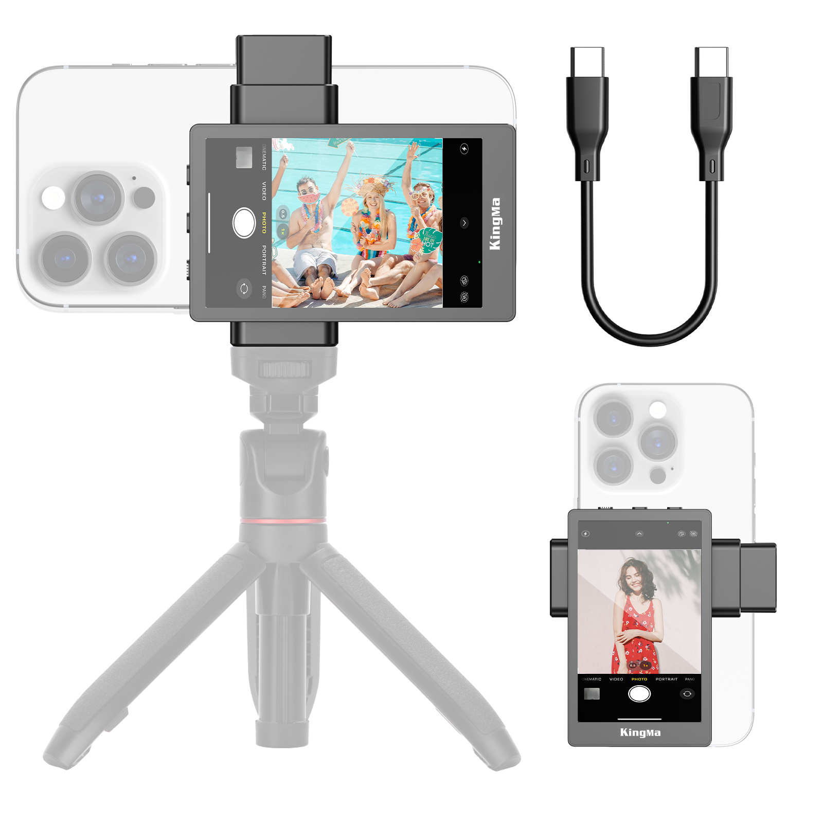 KingMa Vlog Selfie モニター画面サポート 4K 有線録画を使用して電話の背面カメラを使用して iPhone Selfie Vlog ライブ ストリーム TikTok