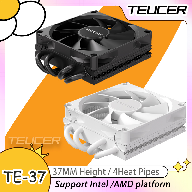 TEUCER 37 ミリメートル高さ 4 ヒートパイプ ITX CPU クーラー 12V 4PIN PWM 油圧ベアリングファン AM5 AM4 FM1 FM2 LGA1700 1200 115X