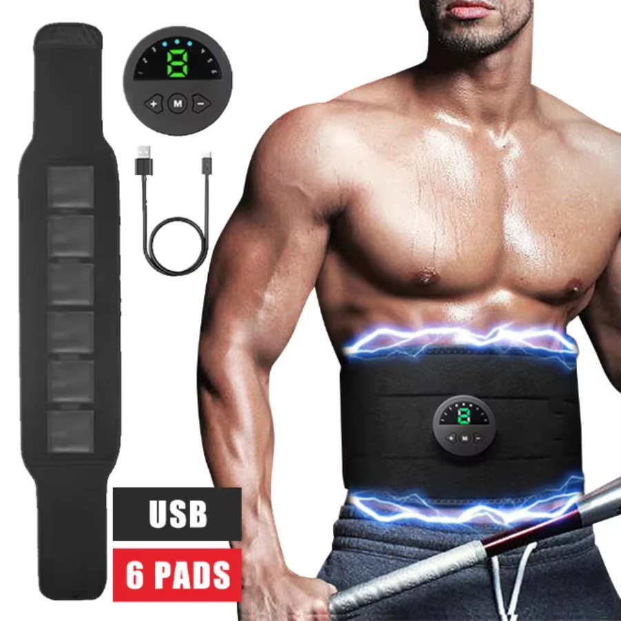 EMS 腹筋トレーナー 6 モード腹部 USB 充電式 ABS トレーニングベルトエクササイズフィットネス機器筋肉マッサージャー