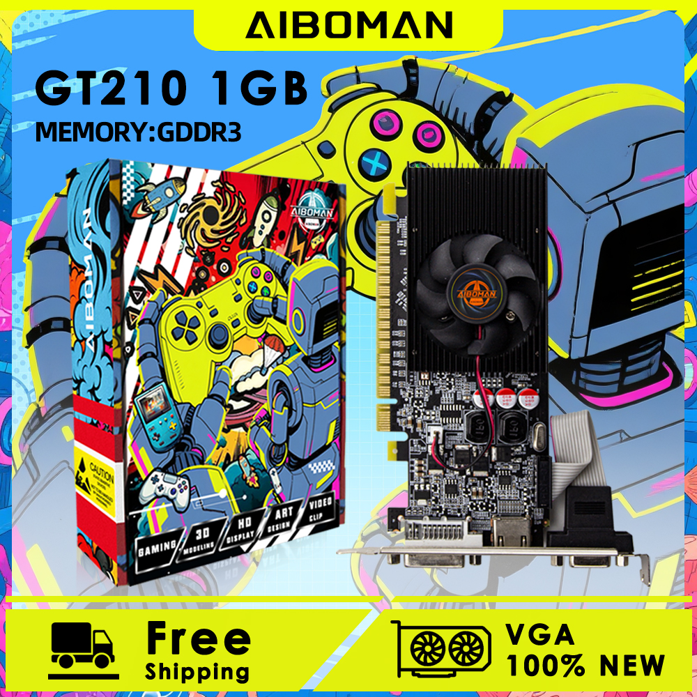AIBOMAN GT210 1GB コンピューターグラフィックカード GDDR3 HDCP対応 PCI-E 1.1x16 コンピューターアセンブリアクセサリ 589MHz GPUクロック