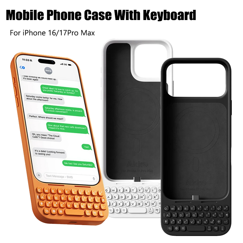 MetaKey 携帯電話ケース キーボード付き PU TPU 磁気サポート付き 37 キーミニ電話キーボード iPhone 16Pro Max 17 Pro Max