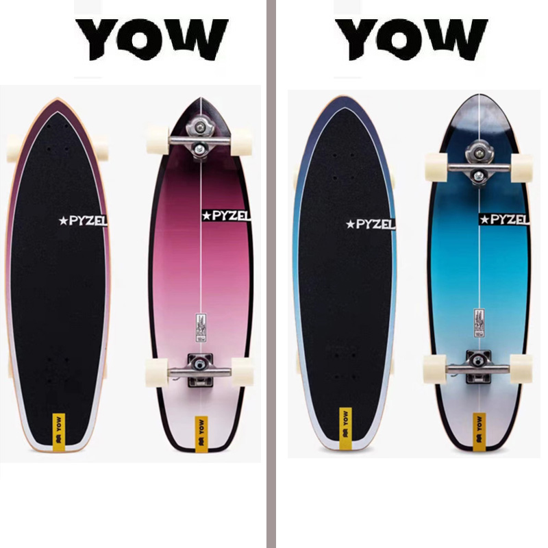 全体キット YOW ランドサーフスケートボード PYZEL モデル赤と青のデザイン 33.5 インチは二重曲線側面プロ良質