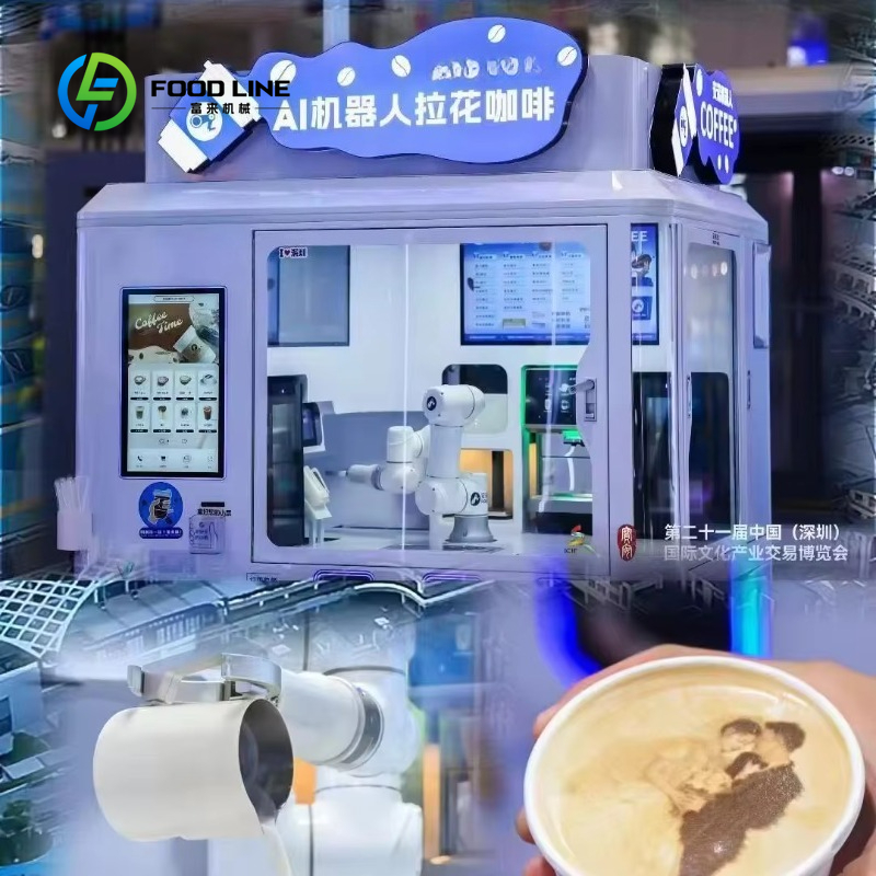 カスタム AI コーヒーロボット自動販売機ラテアート印刷自動バリスタセルフサービス展示会商業小売会場