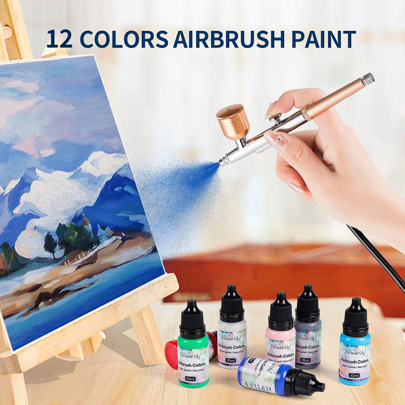 12 個 DIY エアブラシネイルアートインクアクリルペイントインクセットエアブラシ顔料スプレーアートネイルステンシル絵画ネイルツール 10 ミリリットル