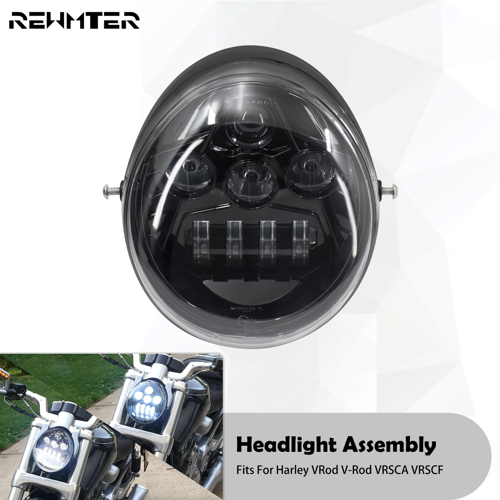 オートバイのフロントヘッドライト Led ヘッドランプハイ/ロービームライトプロテクターアセンブリハーレー VRod V ロッド VRSCA VRSCB VRSCF VRSCR VRSCX